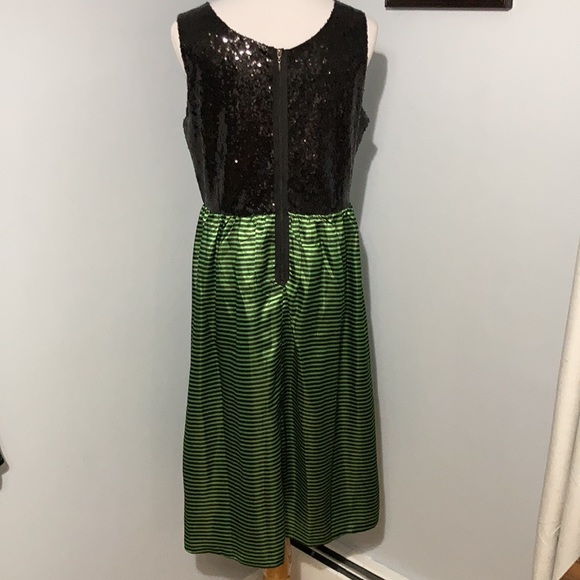NWT Kersh by ModCloth Black & Green Sequin Striped Formal Cocktail Dress Large - Picture 3 of 15